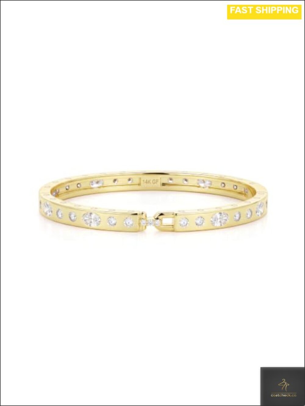 14K Gold Filled Bangle Bracelet 6mm Minimalist CZ Hidden Clasp Women
